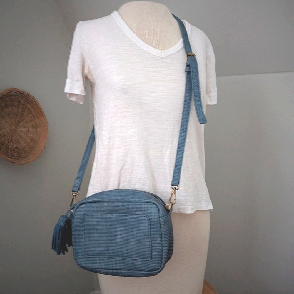 Nori Perforated Faux Suede Crossbody Purse from Anthropologie - Picture 3 of 15